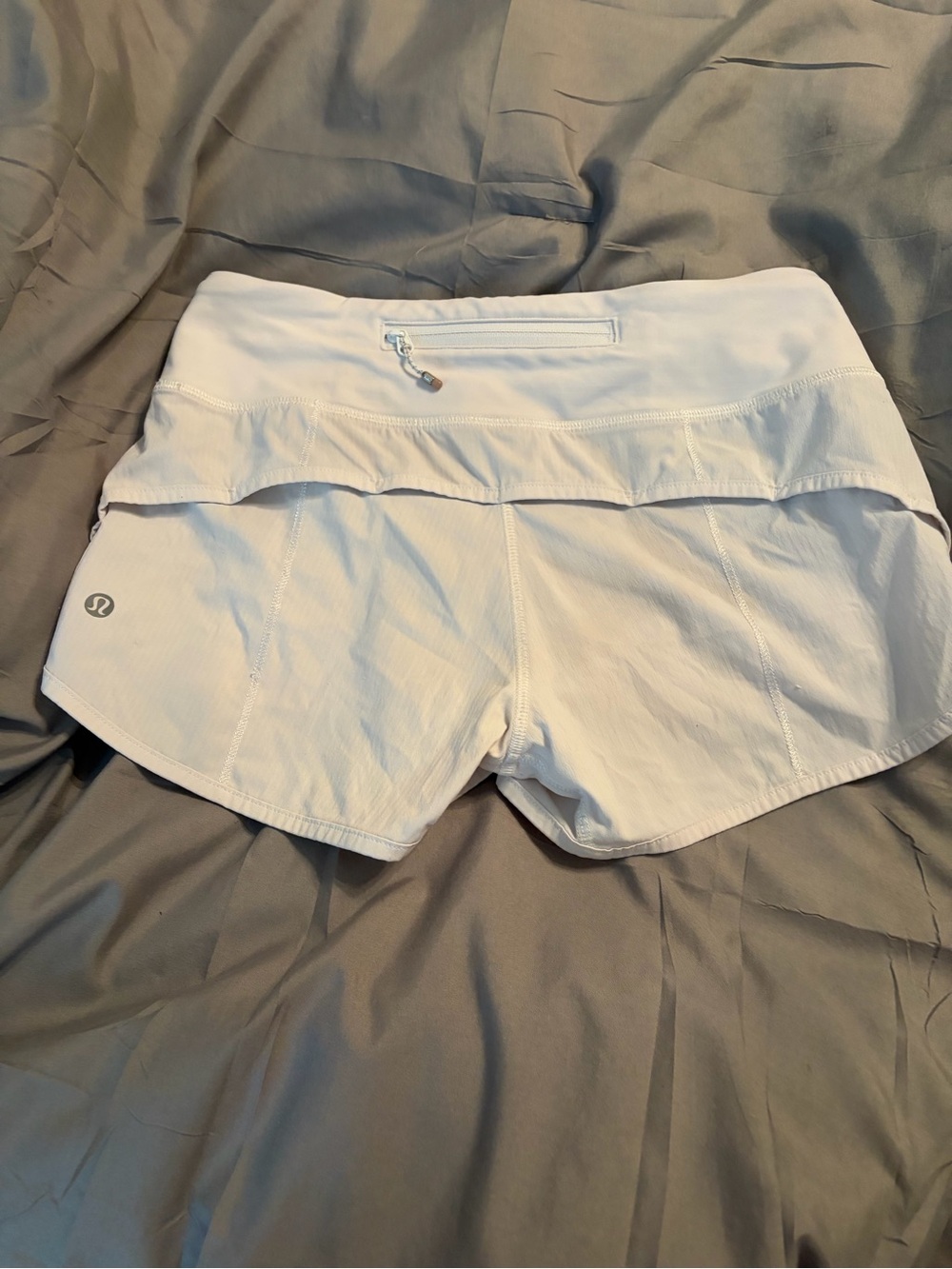 lululemon athletica White Athletic Shorts with Zip Back Pocket